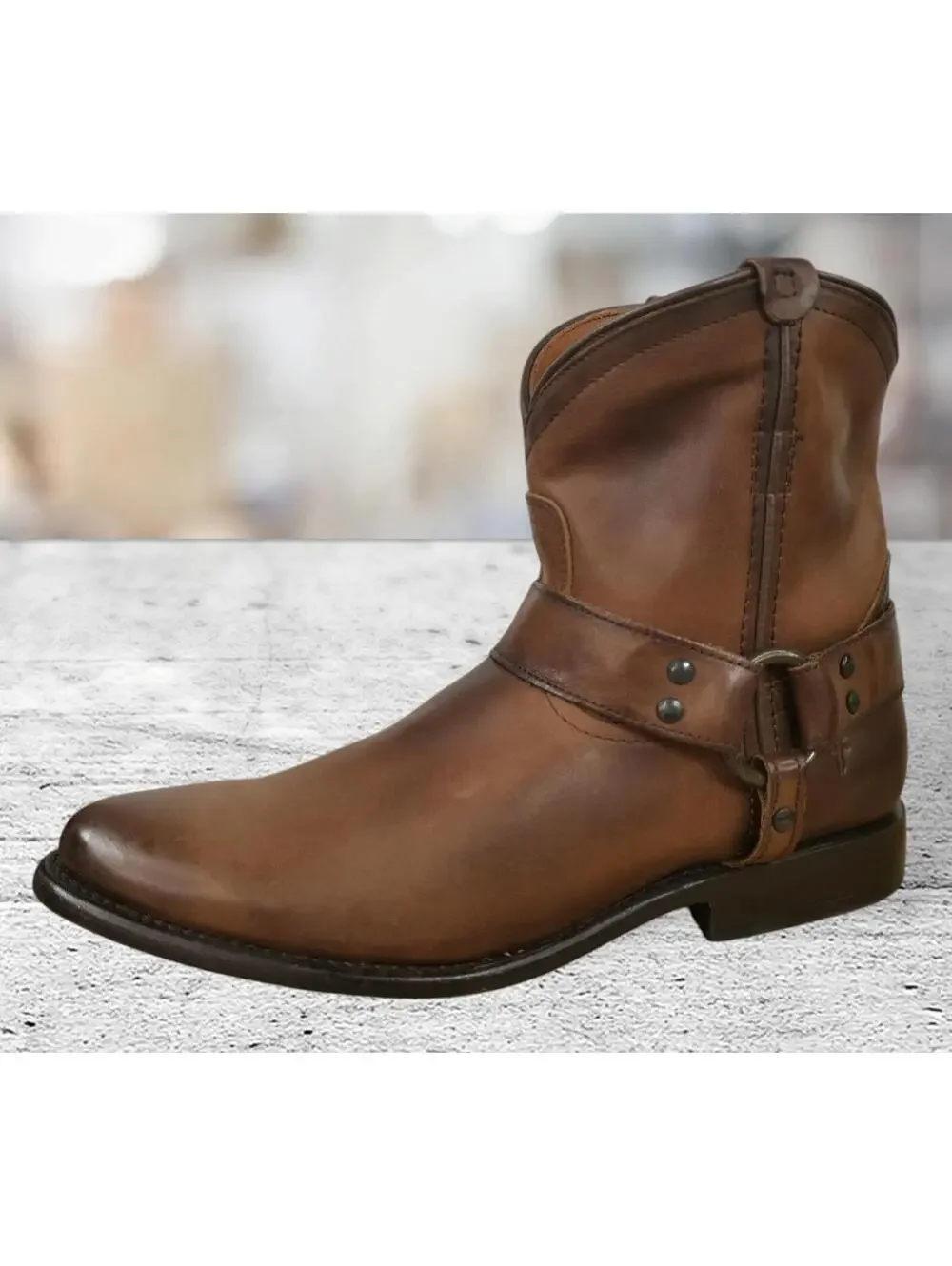 Frye Women's Wyatt Dark Brown Harness Short Pull-On Western Boot Size 8 NEW‎